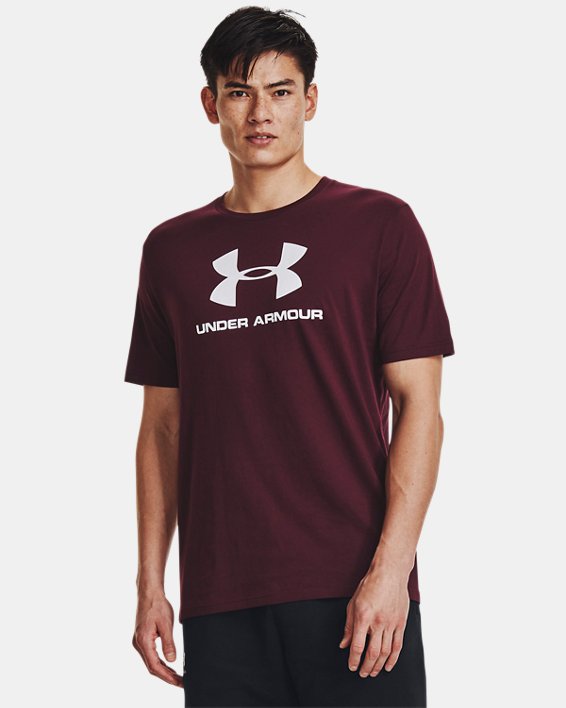 Men's UA Sportstyle Logo Short Sleeve in Maroon image number 0